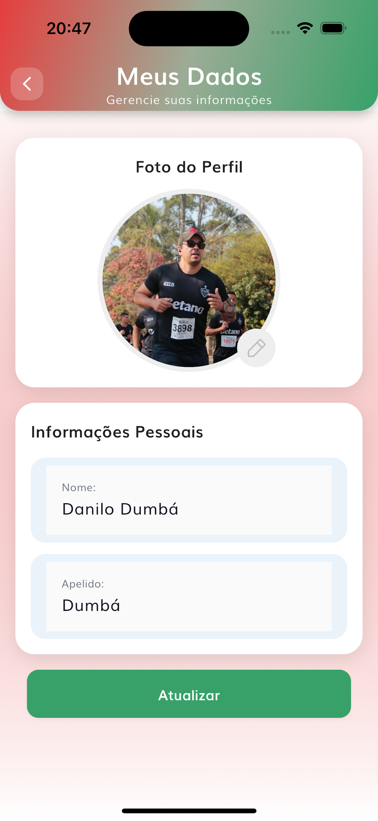 Tela de estatísticas e rankings